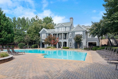 Pool deck  at The Berkeley Apartments, Georgia, 30096